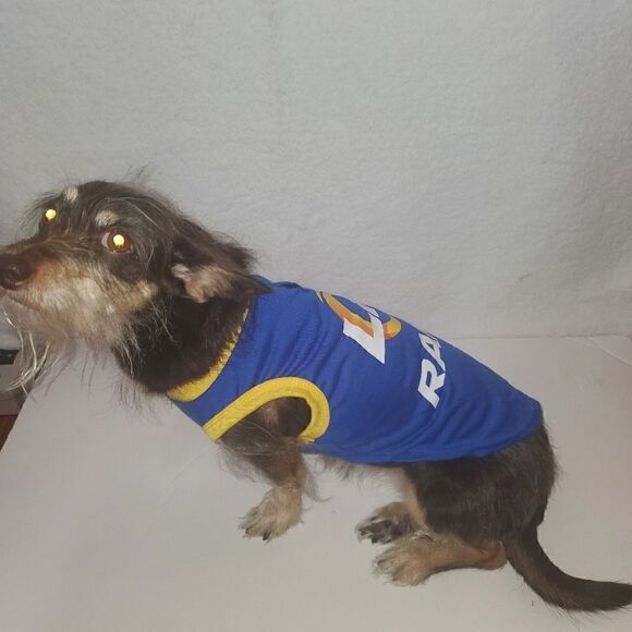 Silver Paw Los Angeles Rams Doggie T Shirt Jersey Size Medium - Picture 14 of 16